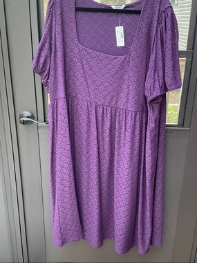 Purple Eyelet Midi Dress NWT
